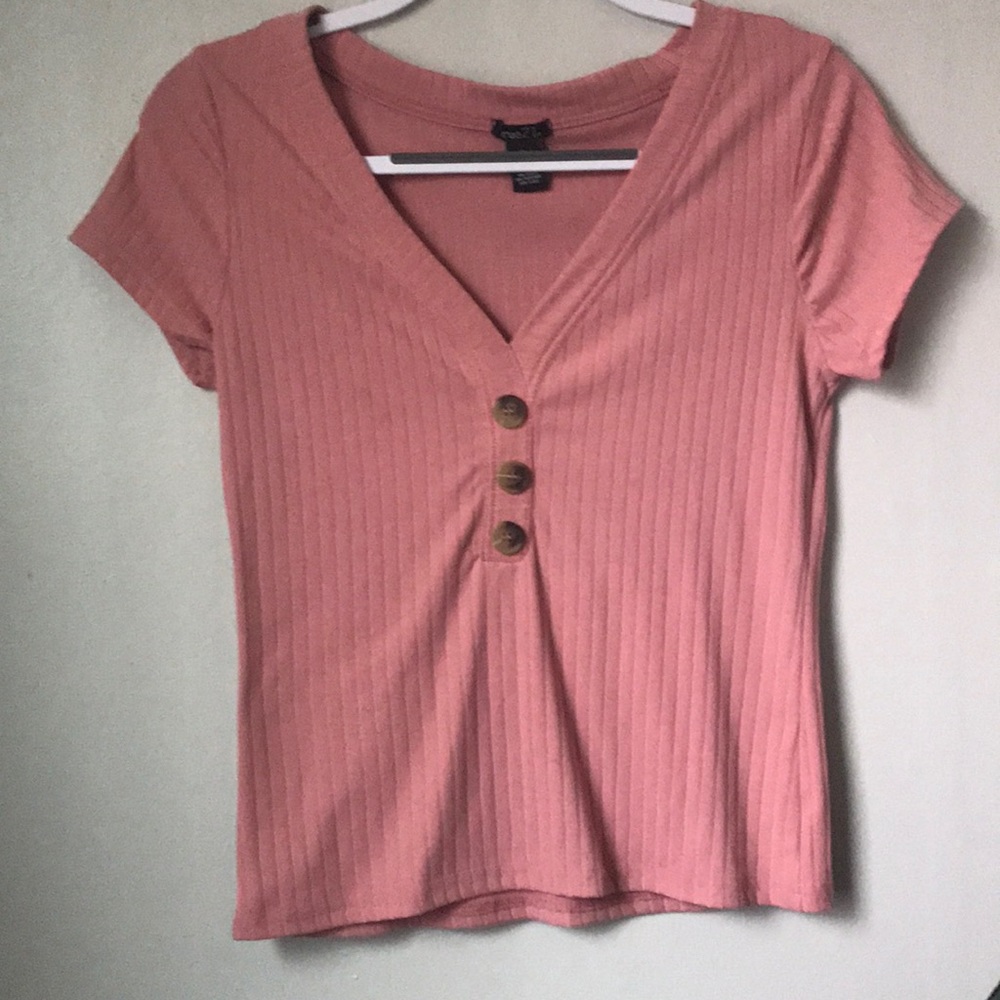 Pink short sleeve v neck